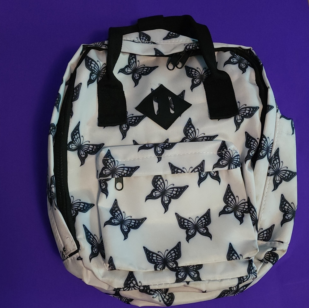 Black and white butterfly backpack